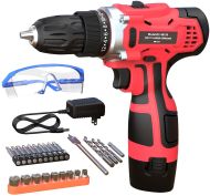 GardenJoy 12V Max Li-ion Power Cordless Drill Driver Kit 3/8'' Keyless Chuck 25PC ACCS 5-Year Warranty