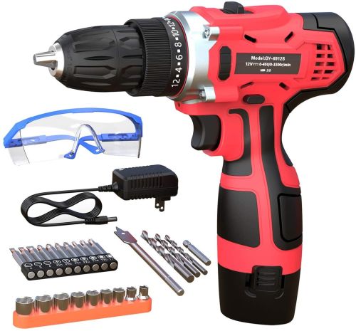 GardenJoy 12V Max Li-ion Power Cordless Drill Driver Kit 3/8'' Keyless Chuck 25PC ACCS 5-Year Warranty